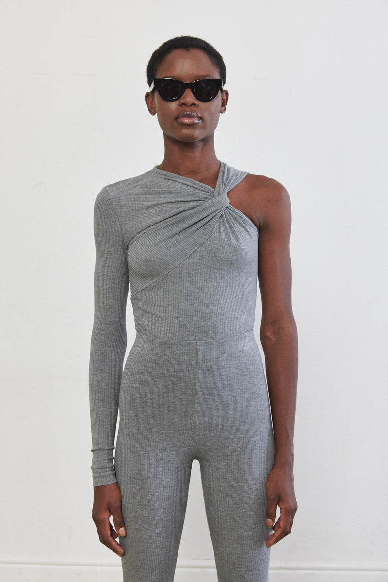 One Sleeve Ribbed Top