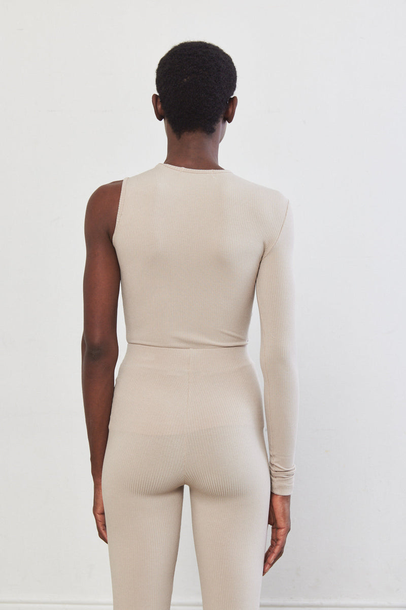 One Sleeve Ribbed Top