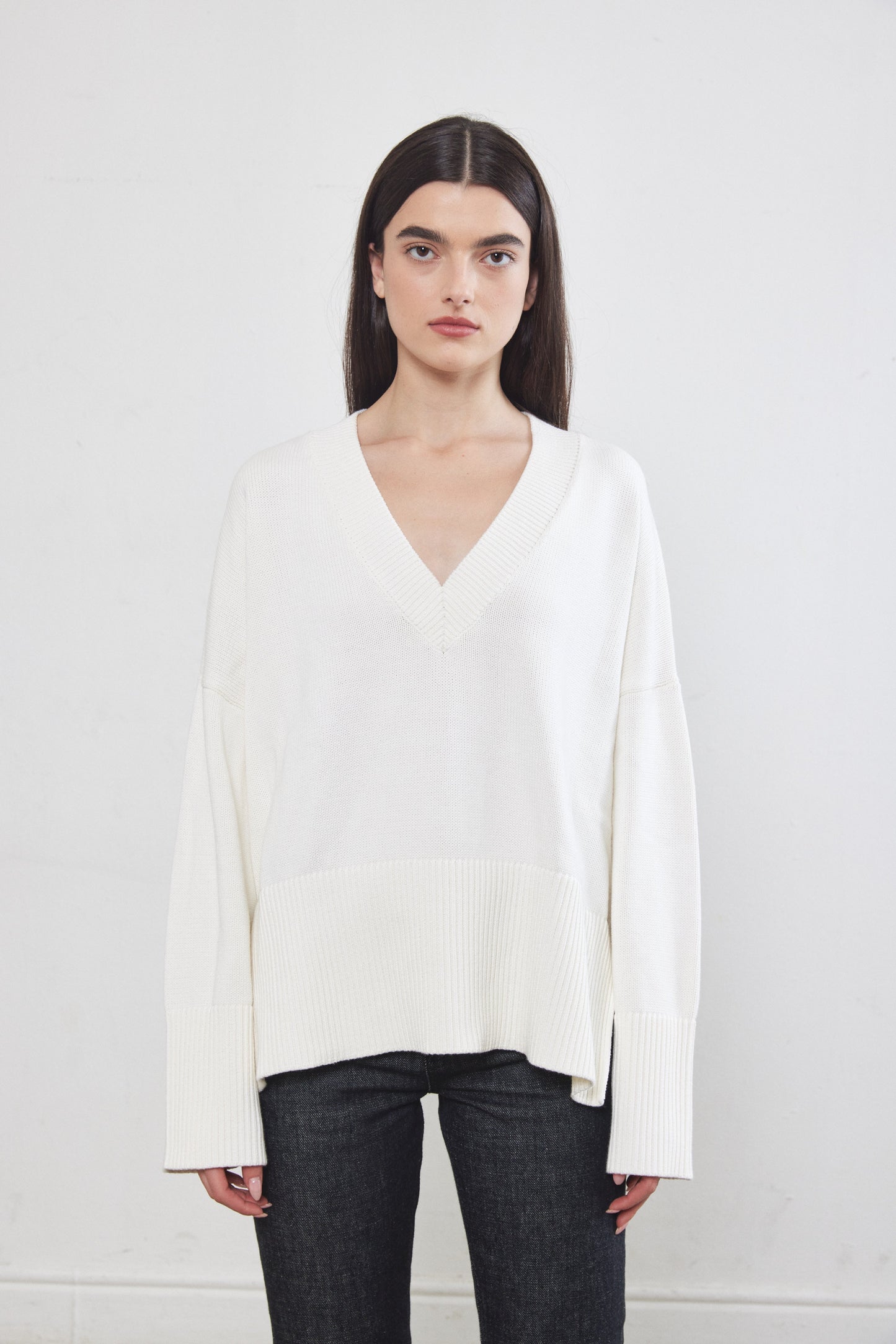 V Neck Cotton Sweater