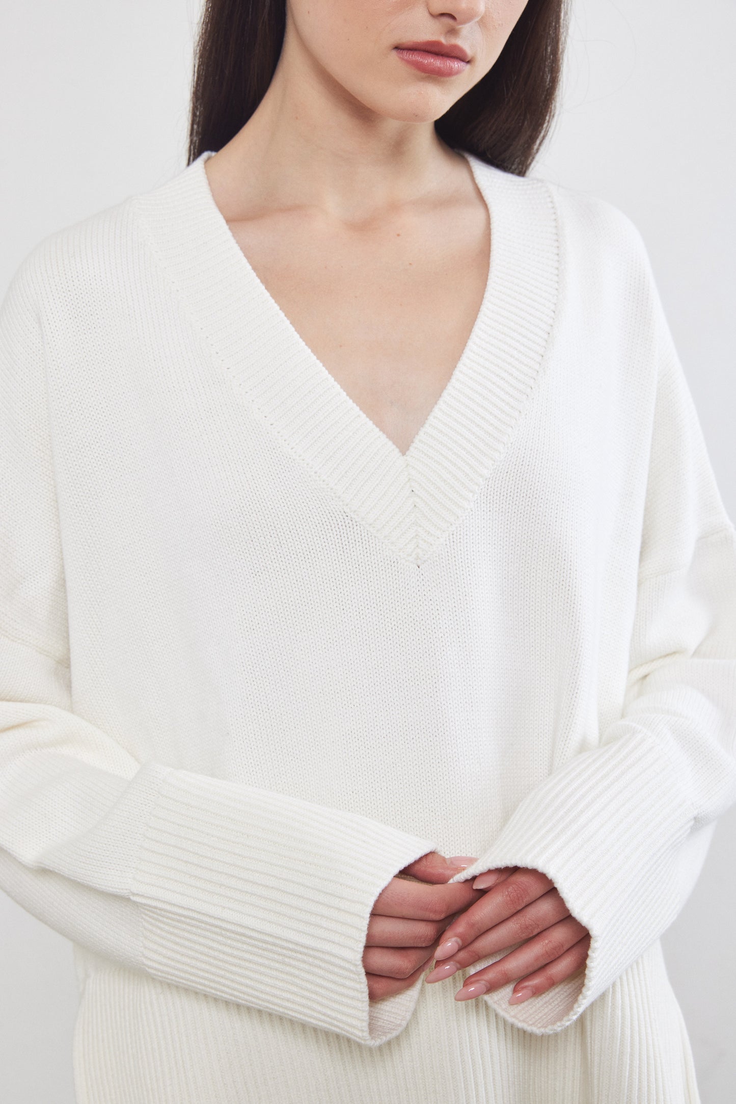 V Neck Cotton Sweater