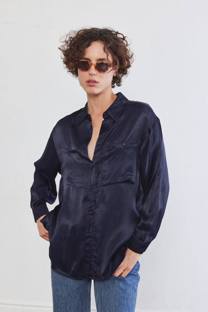 Satin Buttoned Blouse