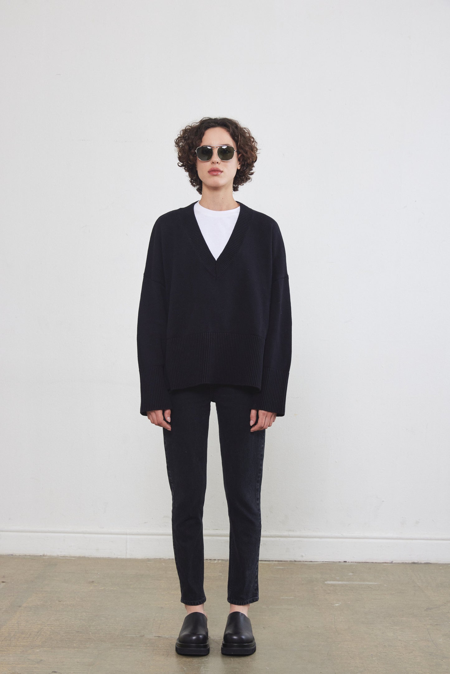 V Neck Cotton Sweater