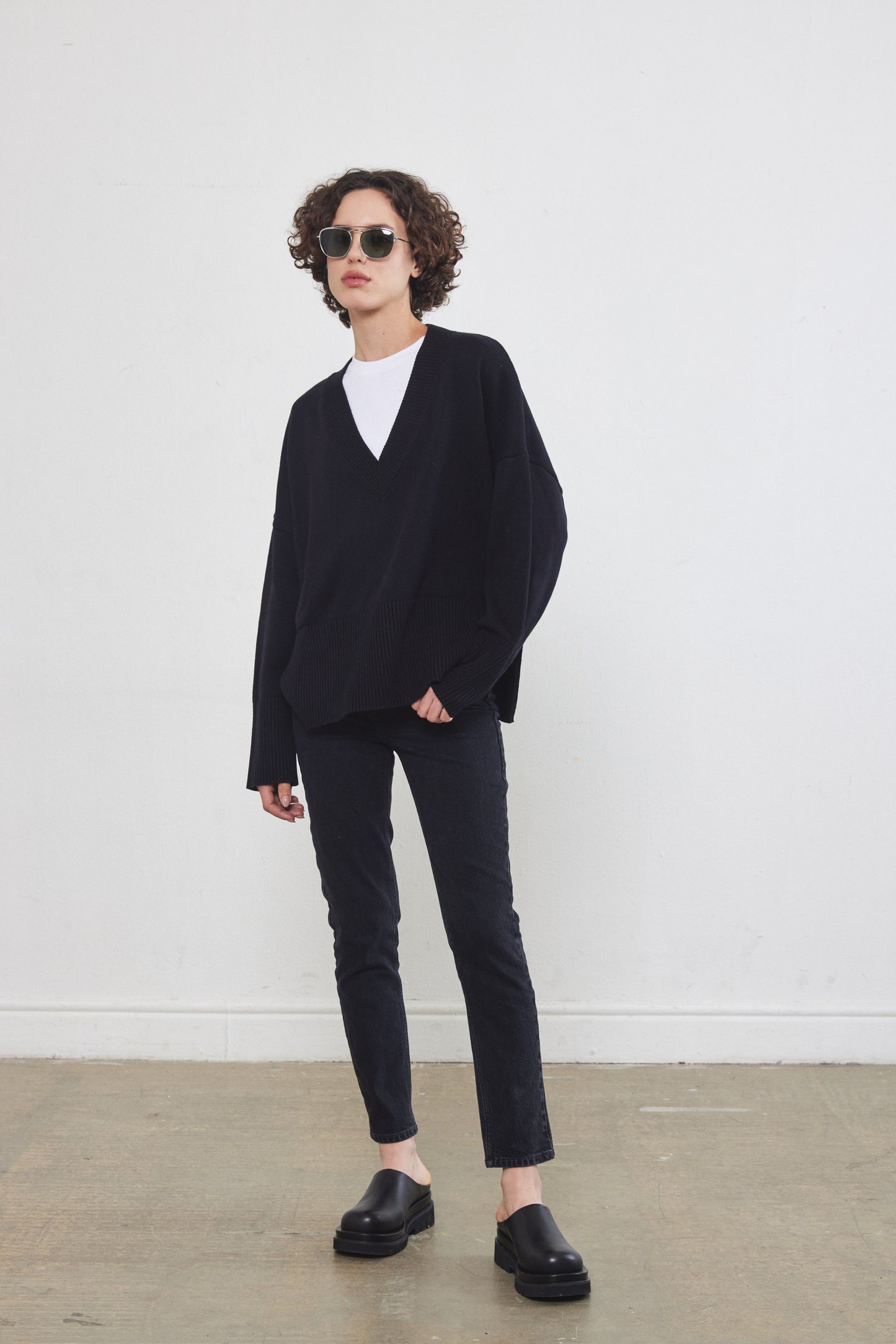 V Neck Cotton Sweater