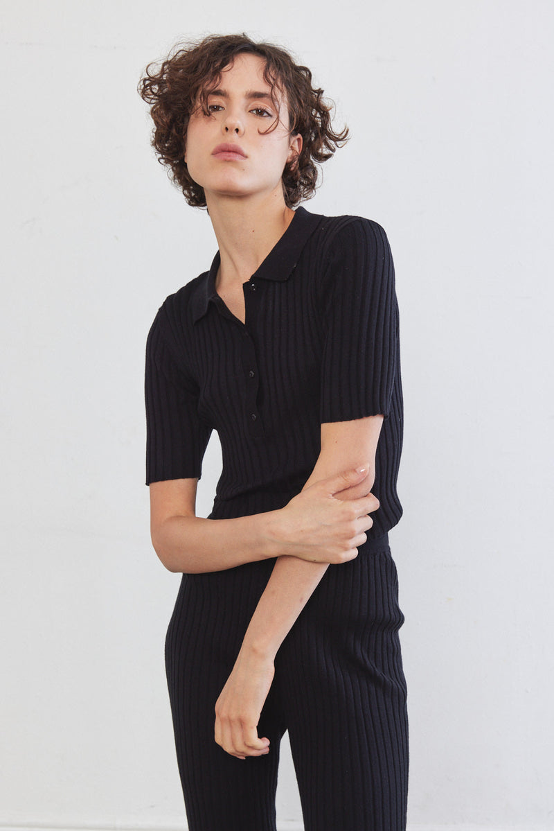 Knitted Short Sleeve Polo