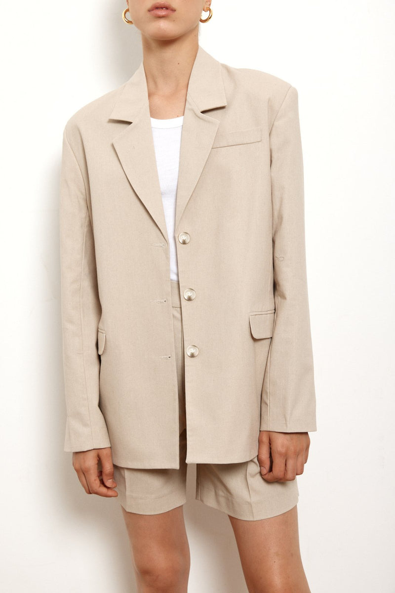 Tailored Blended Linen Blazer
