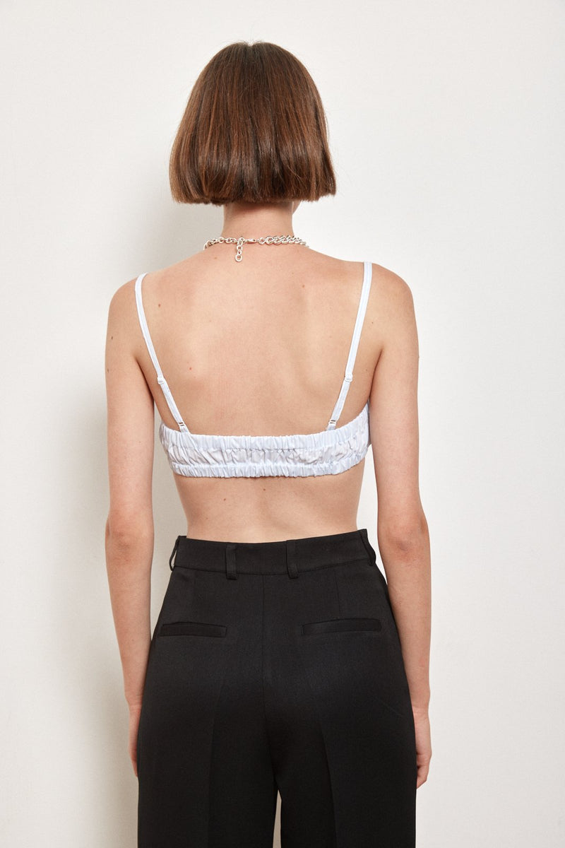 Striped Ruched Top In Light Blue