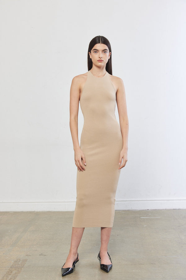 Tight Ribbed Halter Dress