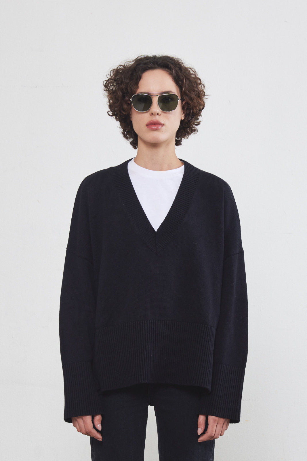 V Neck Cotton Sweater